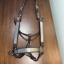 Vintage Western Horse Show Halter w Silver Trim Adjustable Nice Quality No Lead