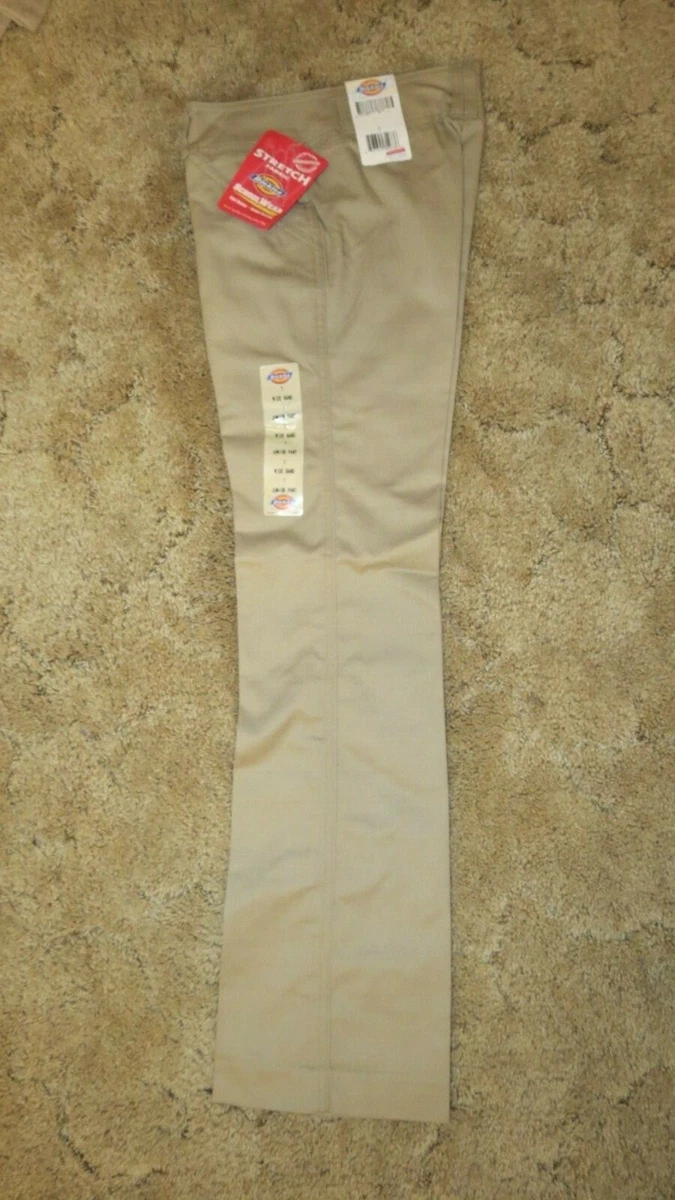Dickies Girl s School Uniform Flare Flat Front Wide Band Khaki
