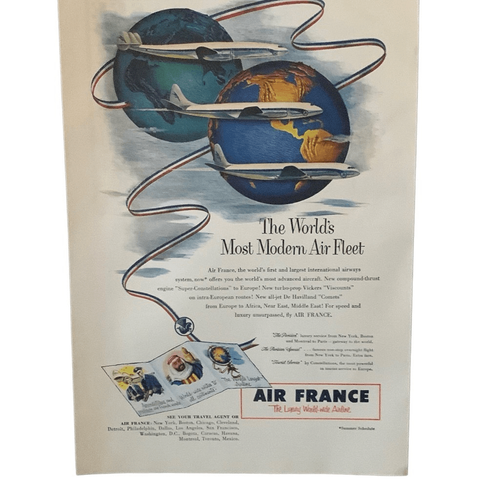 Vintage 1953 Air France Most Modern Air Fleet Ad Advertisement - Picture 3 of 3