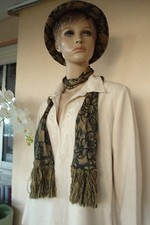 CHAPEAU HABILLE CHIC CARAMEL & NOIR + ECHARPE ASSORTIE NEUF CEREMONIE