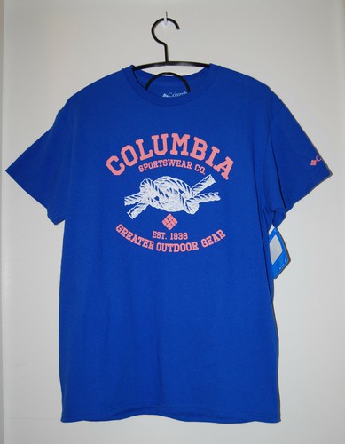 NWT Columbia Men's Royal Blue Nautical Rope Knot Logo SS T-Shirt sz M - Picture 1 of 8