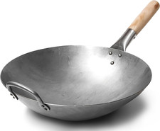 Craft Wok Wok Tradizionale in Acciaio Al Carbonio Battuto a Mano Con Manico in L