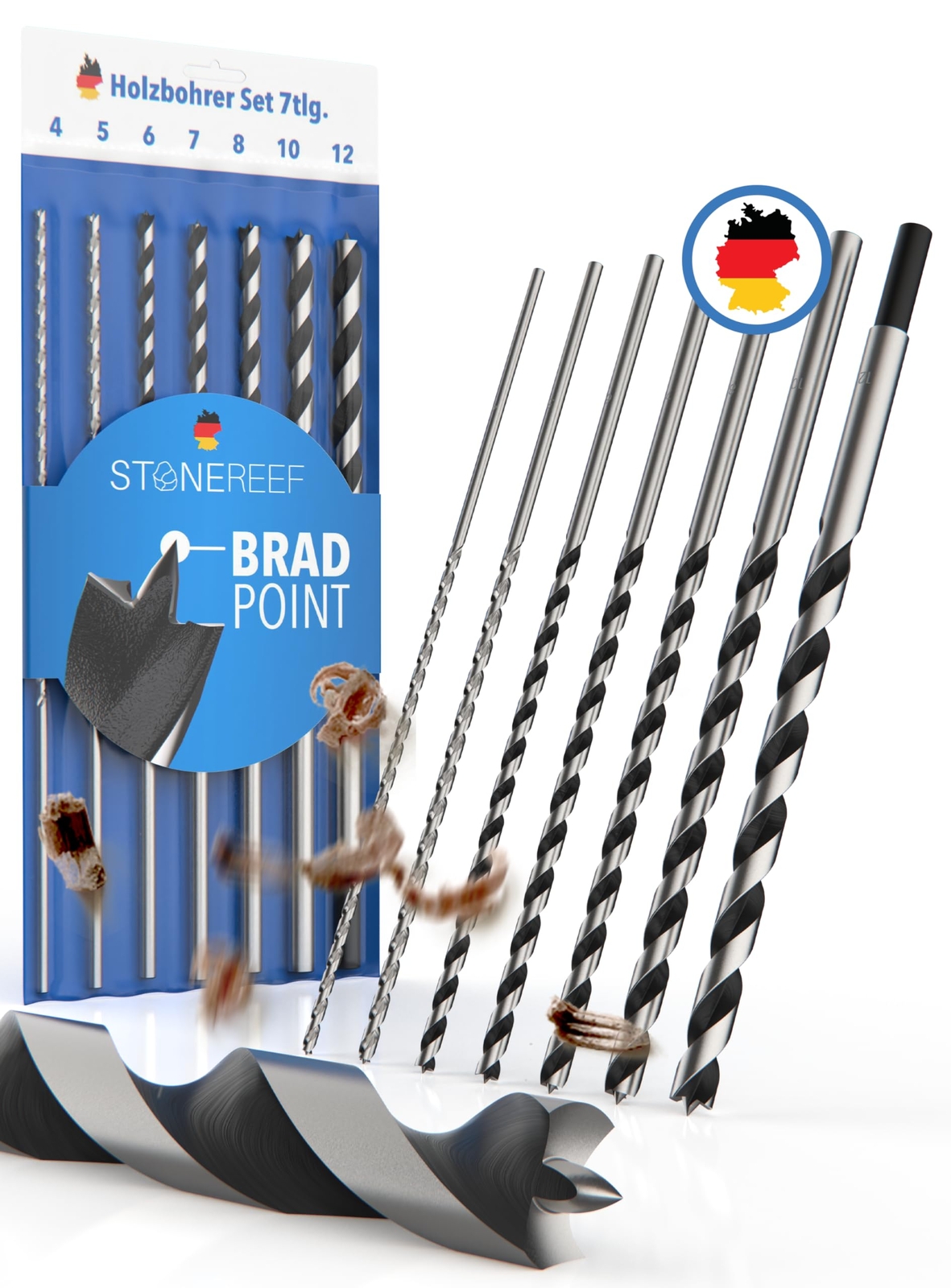 STONE REEF Set di punte per legno lunghe professionali – [7 pezzi con (b4G)