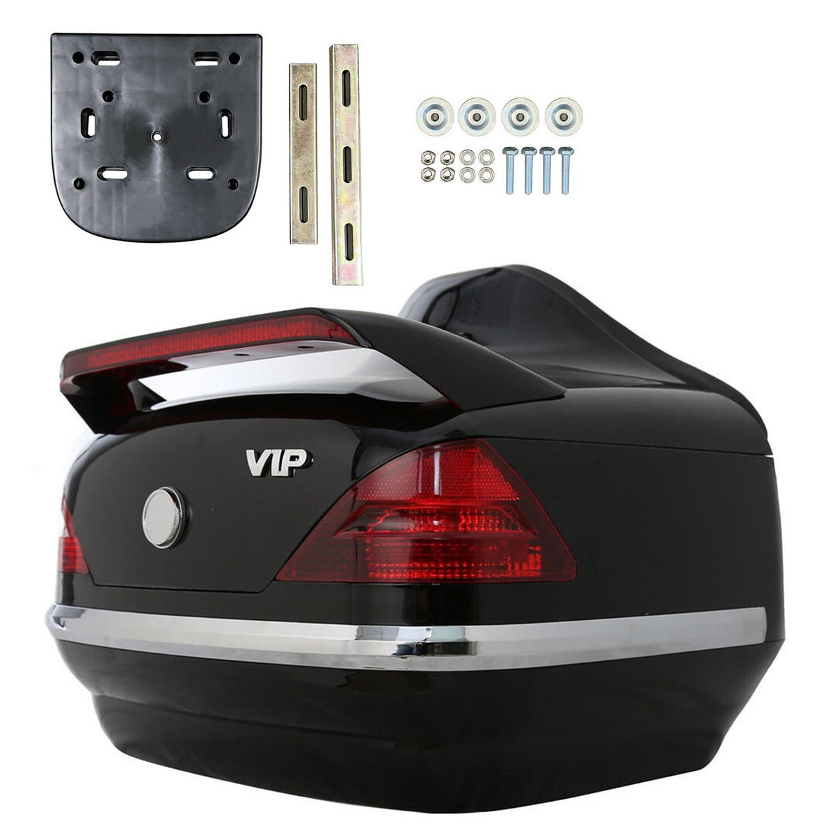 Universal Motorcycle Tail Box Luggage Trunk W/Tail Light For Honda