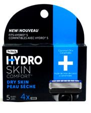 SCHICK Hydro Skin Comfort Dry Skin 5 Bladed Cartridges Sealed box of 4 Refills 3.54 per gallon