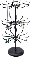 3 Tier Black Metal Jewelry Tree, Necklace and Bracelet Tower Display Stand