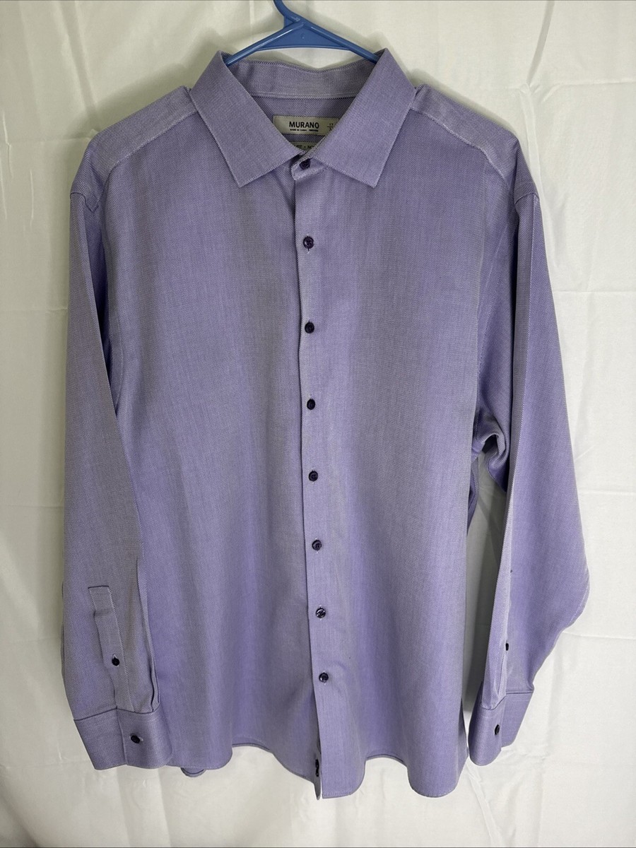 Men's Murano Cotton Lavender Slim Fit Dress Shirt Size 17/34 | eBay