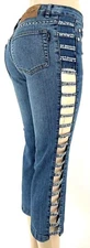 PLATINUM PLUSH OPEN LEG DESIGN RHINESTONE DENIM CAPRI STYLE #8981
