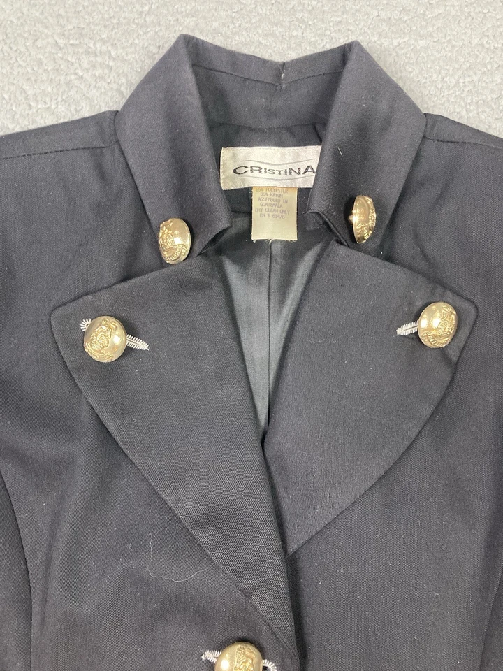 Chaqueta De Colección Cristina Mujer 12 Negro Militar Dorado Botones Steampunk Nueva Con Etiquetas Foto 3 de 4