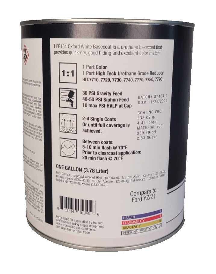 High Teck HFP154 Ford YZ Oxford White Basecoat Paint Gallon | eBay