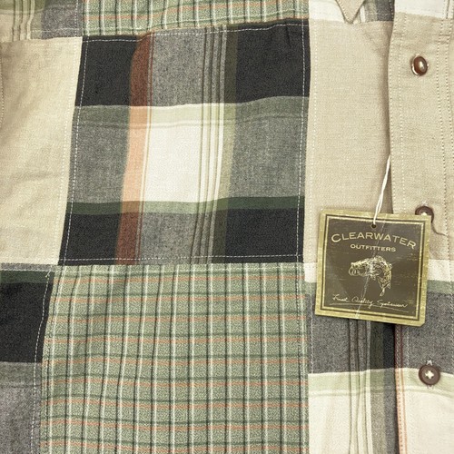 NEW Clearwater Outfitters Shirt Mens XL Beige Brown Plaid Button Up Long Sleeve - Picture 9 of 15