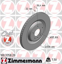 Zimmermann Rear Brake Discs Rotors Fits Audi A5 F5A 2.0 TFSI