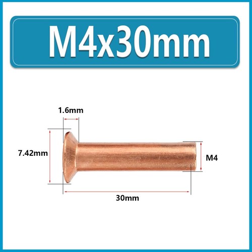 Solid Copper Countersunk Head Rivets 2mm 2.5mm 3mm 4mm 5mm 6mm 8mm DIN 661 Rivet - Picture 48 of 82