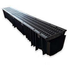 1m Threshold Channel Drain with Black Mesh Grating - Water Management Solution