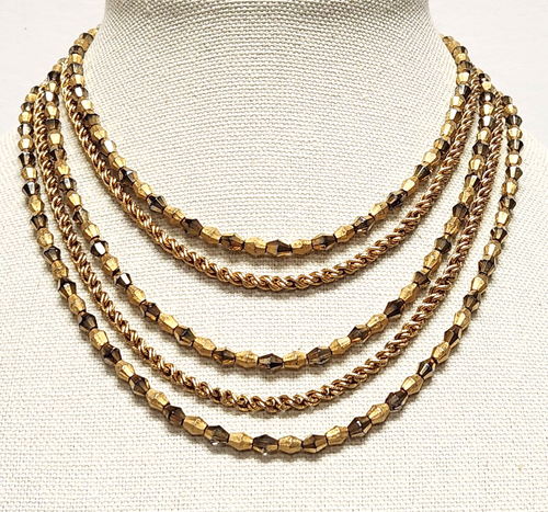 Collana Vintage 5 Capi Intrecciati A Corda - Acciaio Ramato Graduato - 20 Pollici