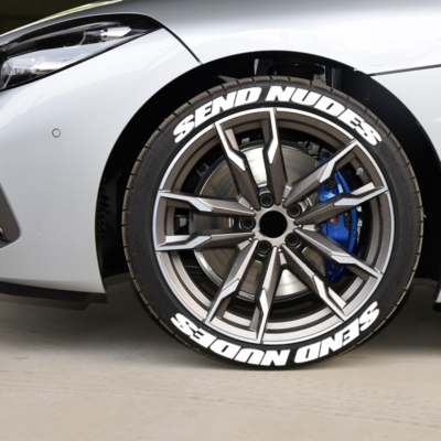 8 Sets SEND NUDES Tire Lettering Sticker 1.06'' 14''-22'' White Quality