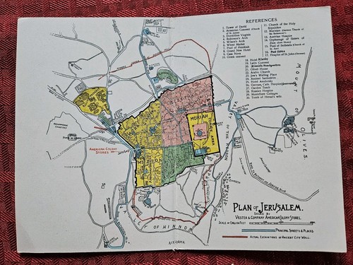 1914 Jerusalem City Plan Souvenir Map Vester & Company