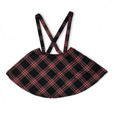Hot Topic  Black  Red Plaid Suspender Skirt Large Gothic Dark Academia Preppy