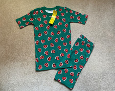 NWT Hanna Andersson 14 16 160 Boys Kids S/S Love Bugs Ladybug Green Pajamas PJs
