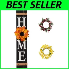 Farmhouse Wooden Home Sign with Interchangeable Wreaths