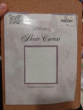 Worthington Sheer Caress White Lycra Pantihose Floral Lace Long USA