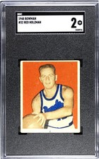 ~RED HOLZMAN (HOF) 1948 Bowman ROOKIE #32 Royals (Knicks) SGC 2.0 GOOD~