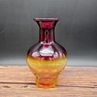 Blenko Art Glass Vase Amberina Red Yellow 7.5" Original Lable