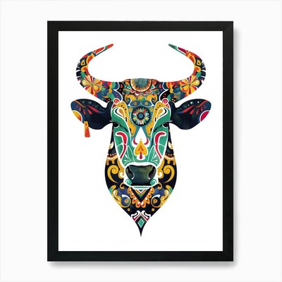 Stierkopf 3 Kunstdruck gerahmt Wand A gerahmt Wandbild Poster Leinwanddruck Bild