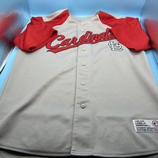 St Louis Cardinals Dynasty Series Jersey Men’s Size M Gray Red Stitched