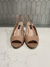 GUC Nine West Nude Slingback Peep Toe Pumps 7M