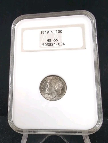 1949 S 10C Roosevelt Dime NGC MS 66 Fatty Holder 5937