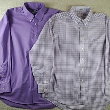 Izod Button Down Shirts Mens Size 17.5 Lot of 2 Long Sleeve Purple Theme