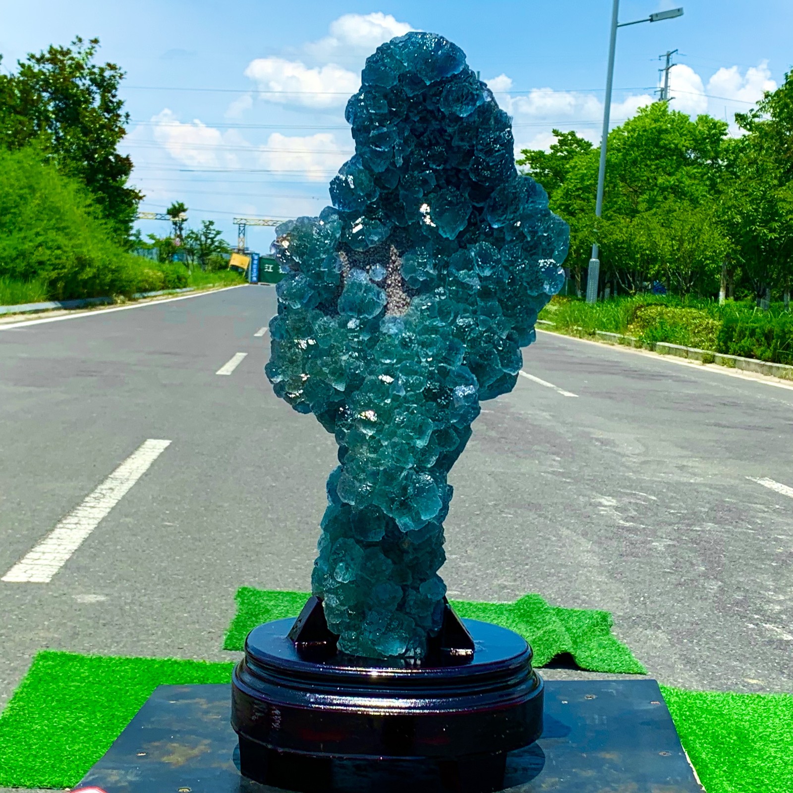 18.87LB Natural Blue Green Ladder Fluorite Crystal Specimen from China