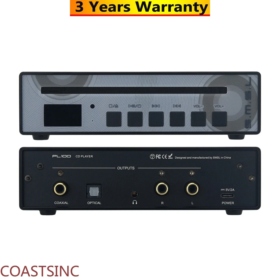 SMSL PL100 Digital CD Player for MQA Decoding Headphone Amplifier + Remote new - Image 2 of 4