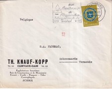 SA39k Luxembourg, Knauf Kopp Clervaux-Gare 1959 Travail Anniv to Belgium cover