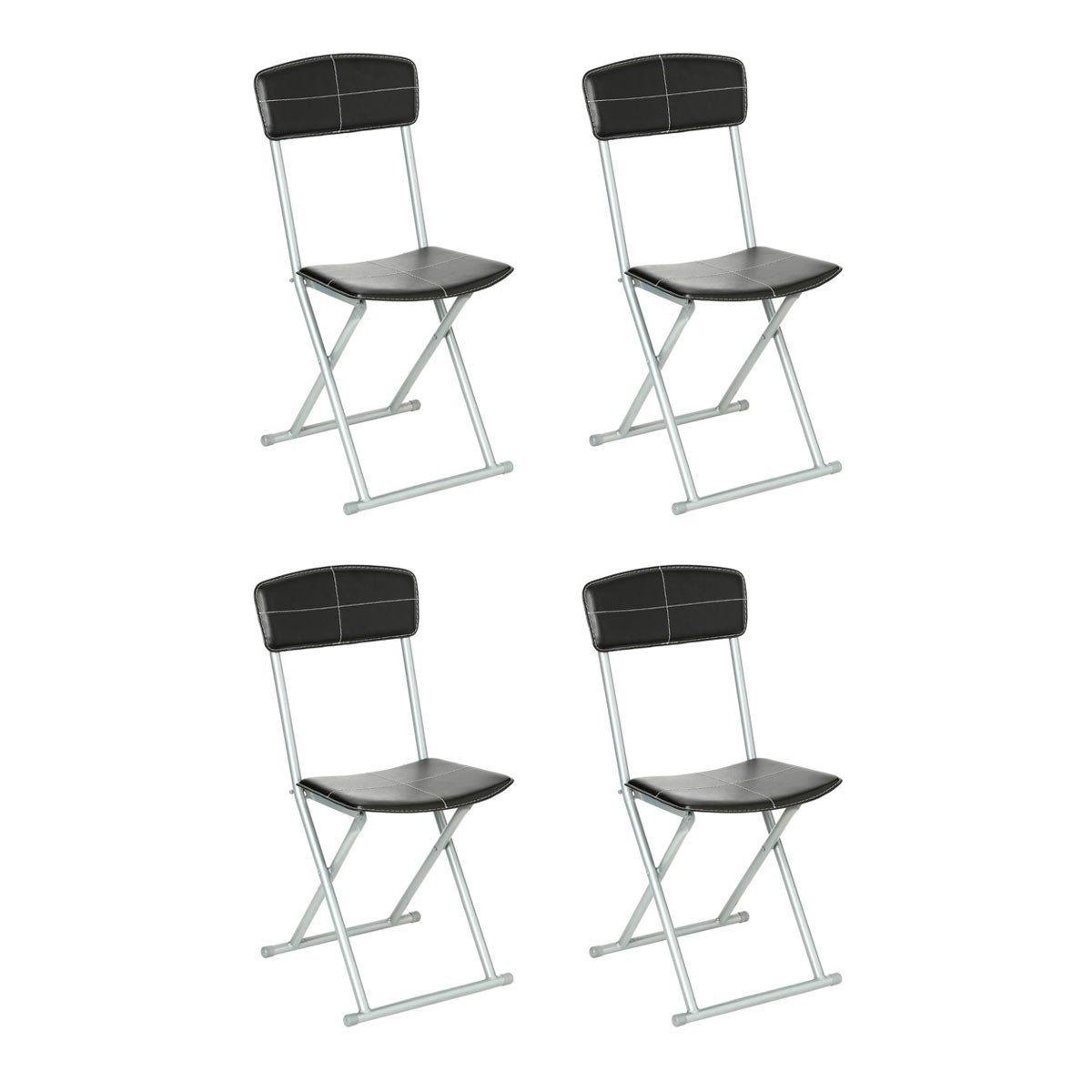 Chaises pliantes lot de 4 noires 83cm mobilier d'appoint salon et cuisine