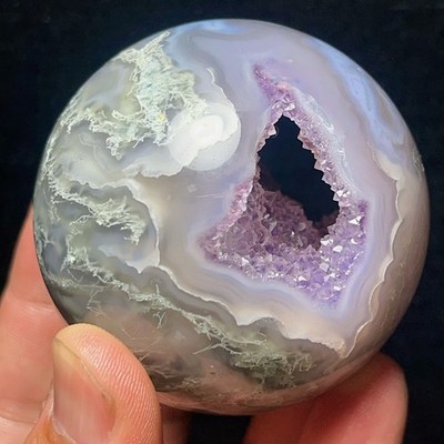 Rare 300G Natural Beautiful Moss Agate Sphere Healing Agate Madagascar L8140