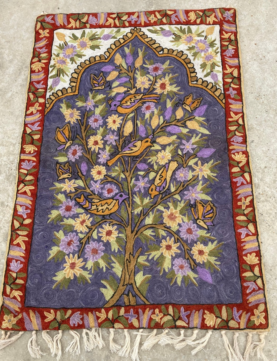 Vintage Artisan Made Hand Woven Kashmiri Floral Kilim Rug Carpet 111x60 cm