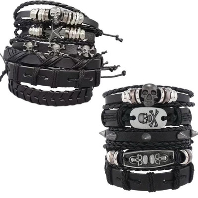 11 piece set bracelet Goth Punk rock skull spike street Y2K trend bracelet set