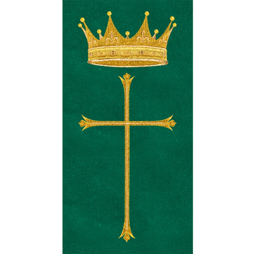 Traditional Green Deacon Stole with Cross and Crown Motif - Picture 3 of 3