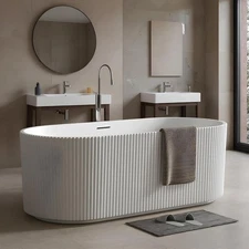 Glossy White Freestanding Bathtub 59 inch Deep Bathtub With Chrome Drain