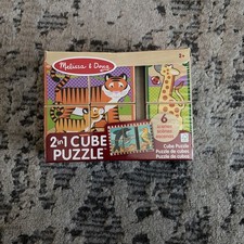 Melissa  Doug 2 in 1 Cube Puzzle ANIMALS