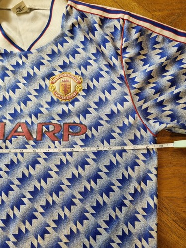 Vintage Manchester United 91/92 Away Football Shirt Trikot Sharp Adidas Original - Bild 11 von 13