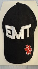 EMT Black Adjustable Baseball Cap Hat with Star of Life Patch