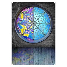 Gothic Fabric Photography Backdrop 5x7 Ft Spider Web Window Horror Moon