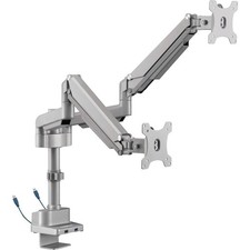 Lorell Mounting Arm for Monitor - Gray - Height Adjustable - 2 Display s