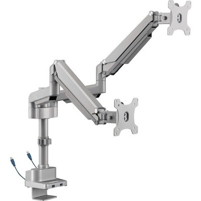 Lorell Mounting Arm for Monitor - Gray - Height Adjustable - 2 Display(s)