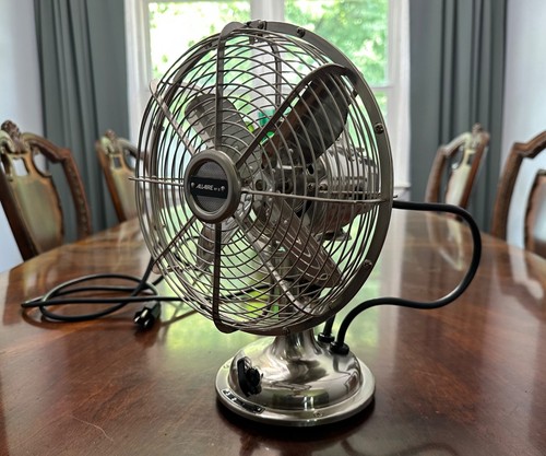 Restoration Hardware Allaire No.8 Silver Fan Oscillating Tilts - Works
