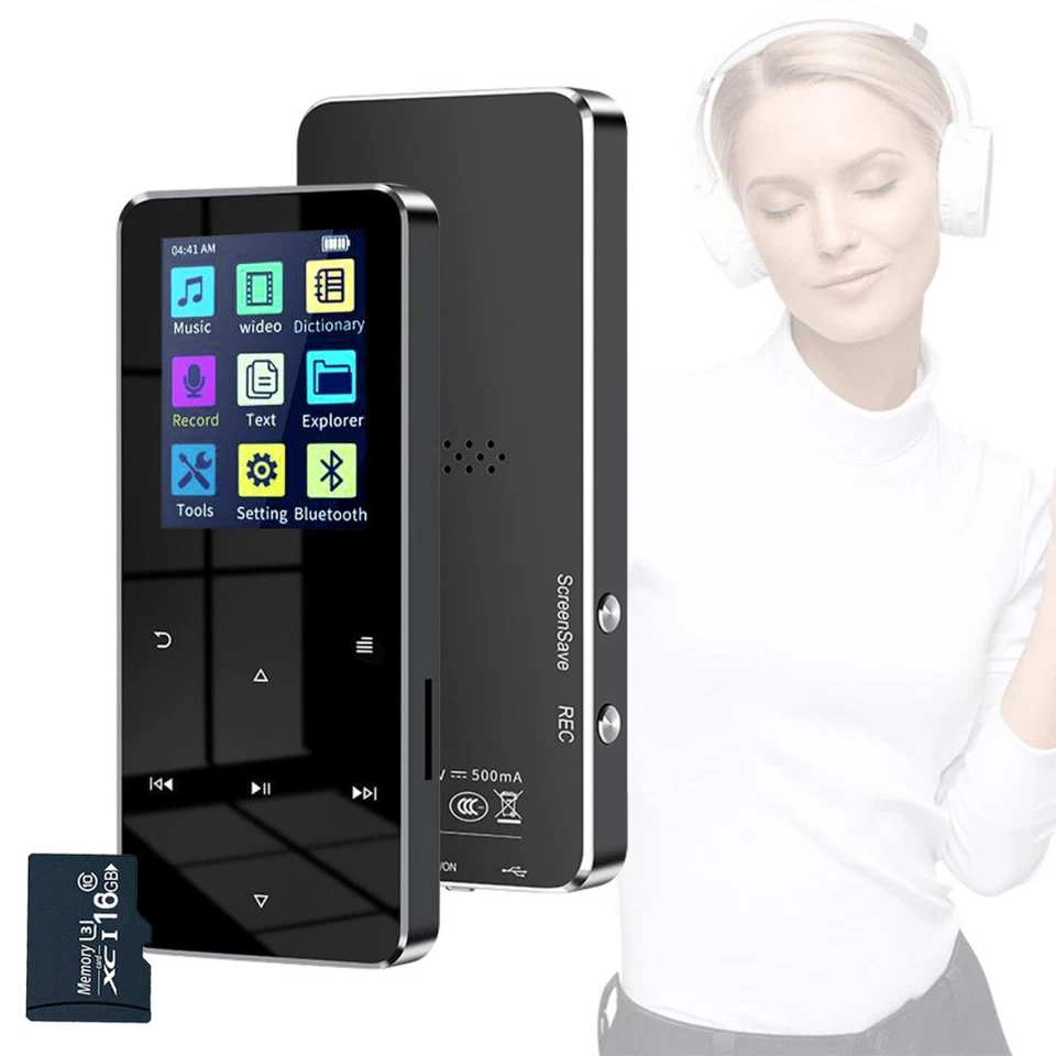Bluetooth MP3 Player HiFi Bass Musik Spieler HD Alarm Support 128GB Schwarz DHL - Bild 2 von 4