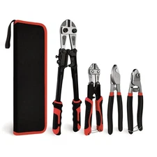 4-Piece Bolt Cutter Pliers Set, 14" & 8" Bolt Cutter, 8" Wire Cable Cutter, 8...